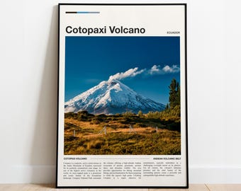 Póster del Volcán Cotopaxi / Impresión minimalista de arte mural de viaje, descarga digital o física