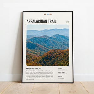 Appalachian Trail Print | Appalachian Poster | Appalachian Mountains Wall Art | Appalachian poster Art Print | Appalachian trail map