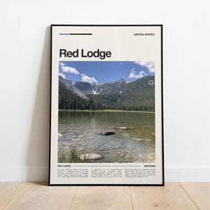 Red Lodge Montana Travel Poster, Scenic US Mountain Wall Art