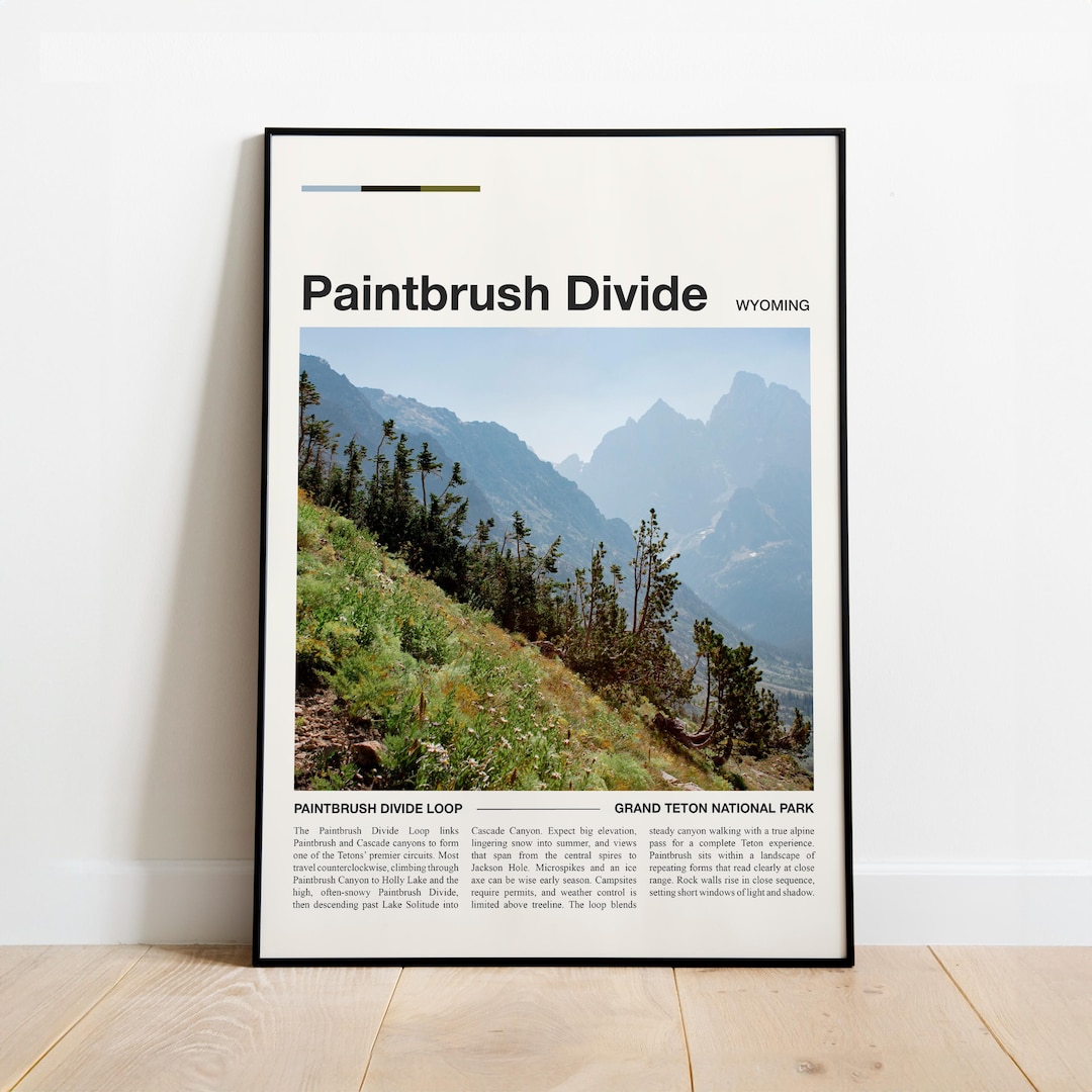 Paintbrush Divide Loop Grand Teton Print | Wyoming Hiking Poster - Etsy