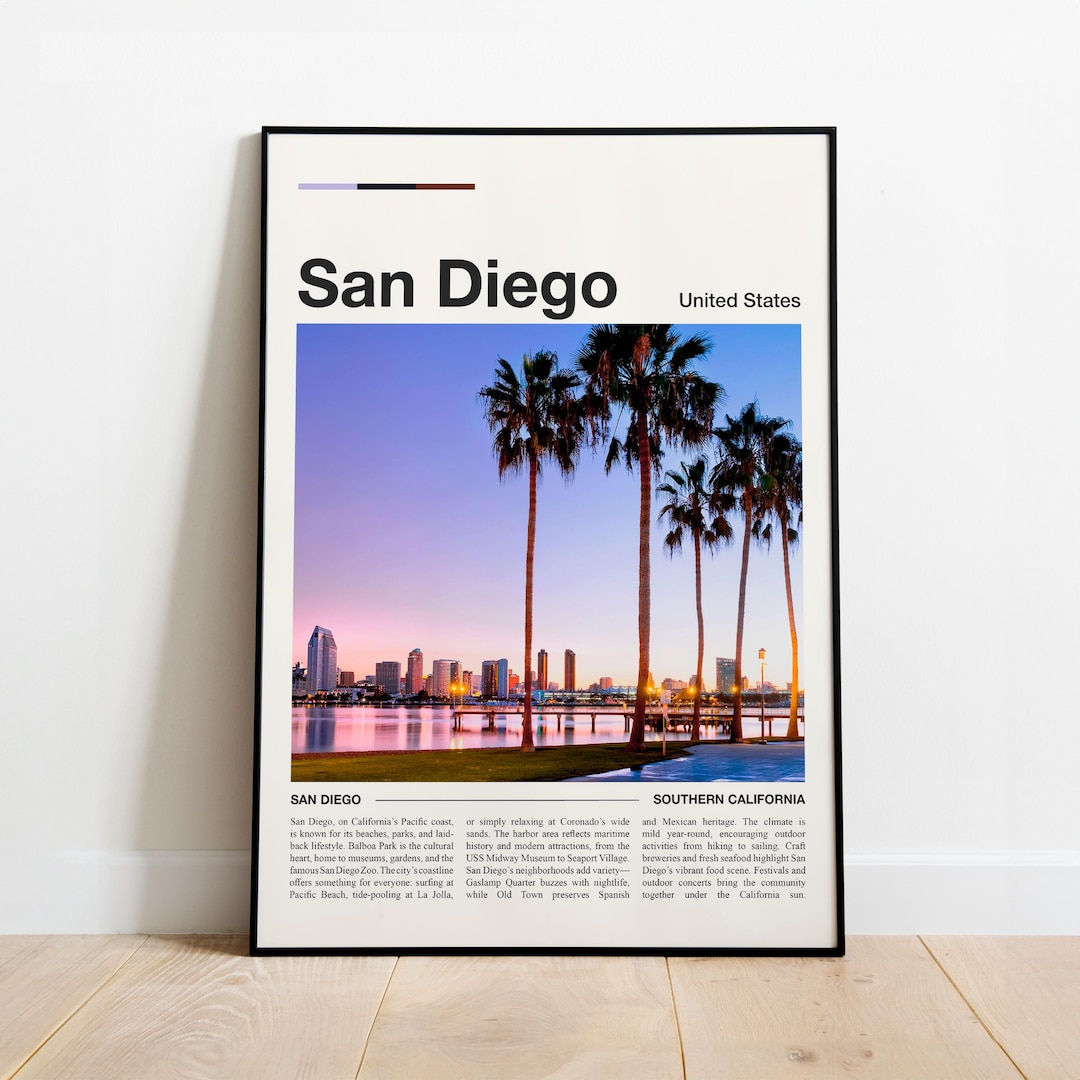 San Diego Travel Poster | Minimalist Wall Art Print, Various Formats - Etsy