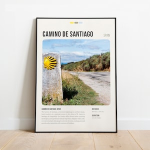 Trilha do Caminho de Santiago Impressão | Caminho de Santiago Pôster | Arte de parede do Caminho de Santiago | Impressão artística do Caminho Santiago | Mapa do Caminho de Santiago