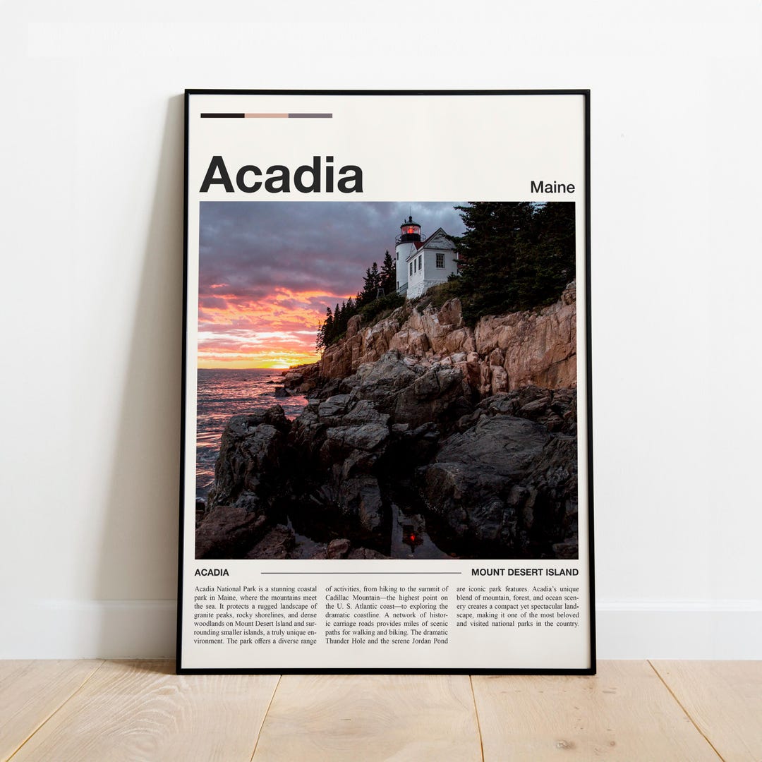 Acadia Poster: Modern Minimalist Wall Art, Available in Various Sizes ...