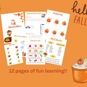 Fall Preschool/ Kinder Morning Menu