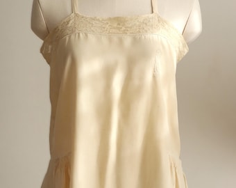 1920s–1930s French Silk Teddy Step-In Lace Lingerie Ivory Small