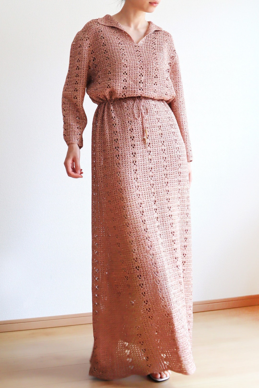 Vintage 70s Hand Crocheted Glitter Dress - Etsy 