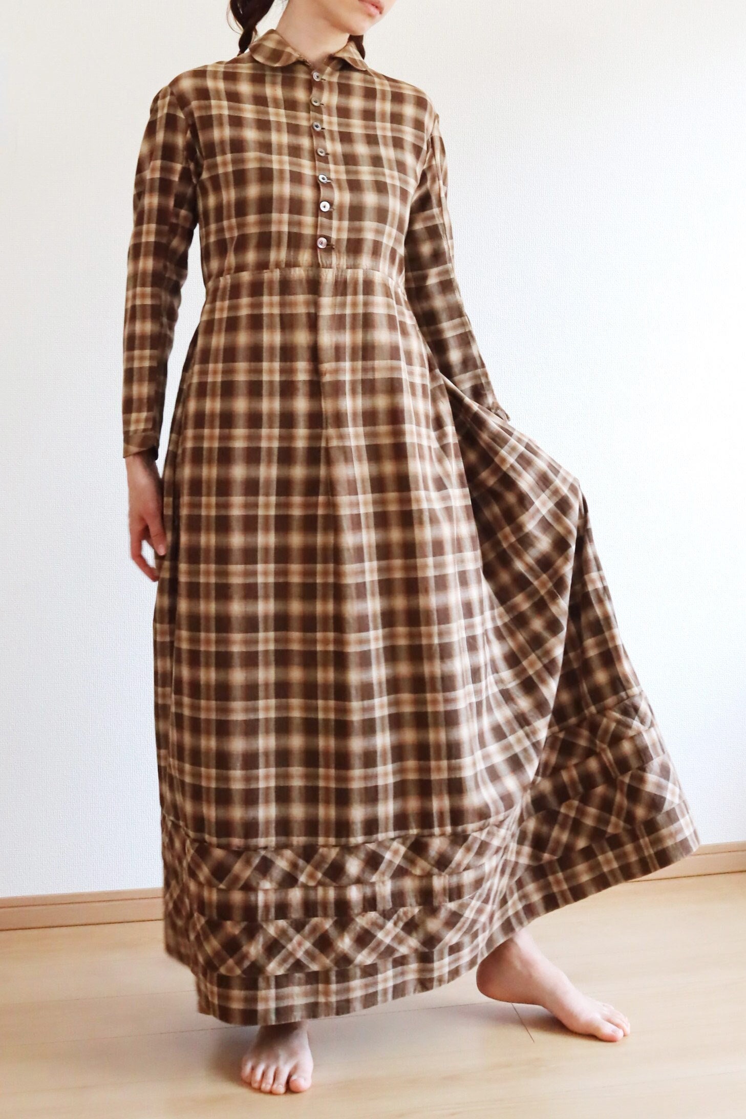 Antique 19th Victorian Brown Plaid Day Dress - Etsy Antique 19th Victorian Brown Plaid Day Dress - Etsy