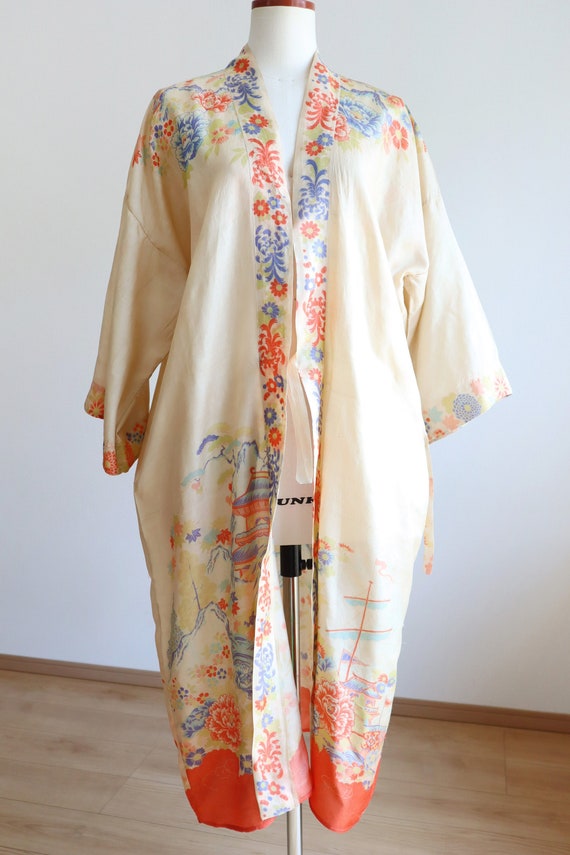 Antique 1920s Floral Pongee Silk Robe - Etsy