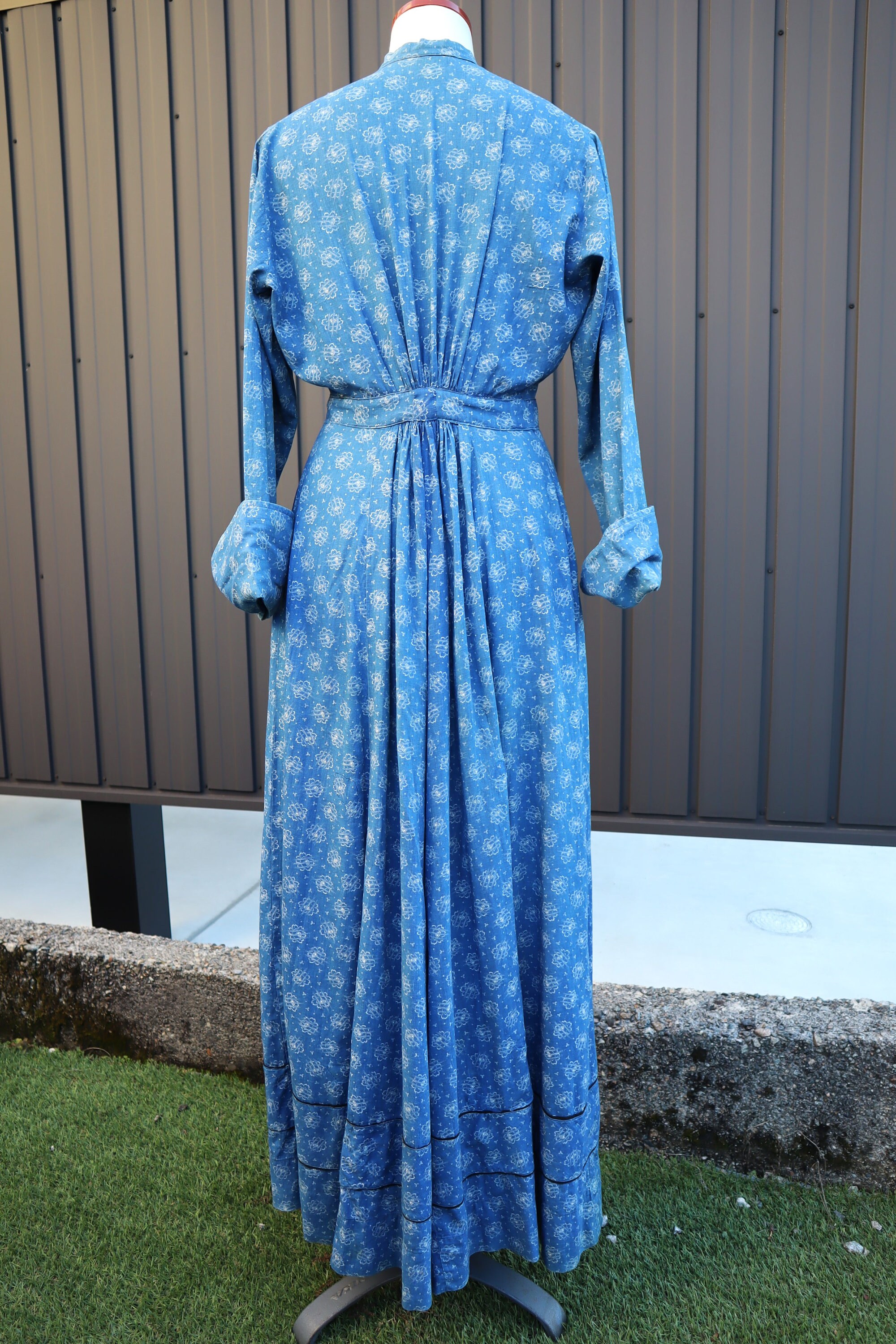 ワンピース 1910s Blue Calico Dress Vintage 1900's Blue Calico Prairie Workwear Cotton Rare
