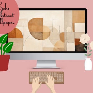 Sfondo desktop Boho Forme astratte estetiche / Sfondo minimalista semplice Computer, laptop, tablet, iPad, Windows Download digitale