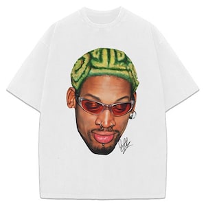 Dennis Rodman Zig Zag Green Hair Rodzilla Hollywood 90's Vintage Design T-Shirt