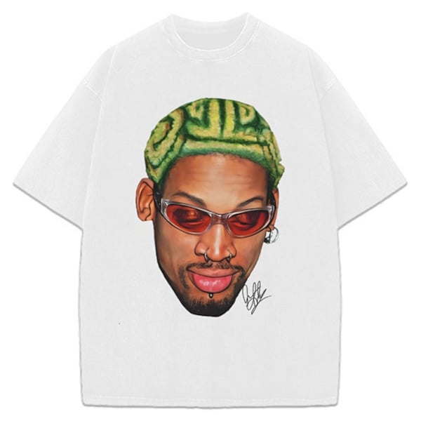 Dennis Rodman Zig Zag Green Hair Rodzilla Hollywood 90's Camiseta de diseño vintage