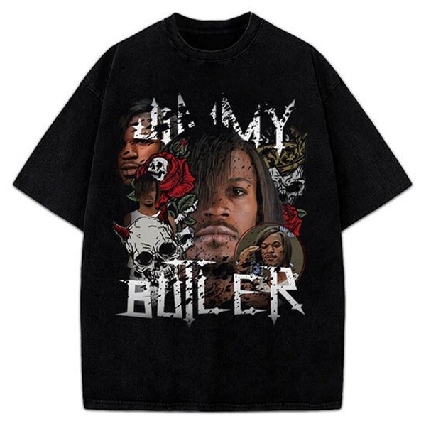 Jimmy Butler Emo Long Hair Himmy Funny Skull And Roses Custom Graphic T-Shirt