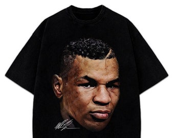 Mike Tyson T-Shirt Junges Mike Tyson Porträt großes Gesicht Benutzerdefiniertes Grafik-T-Stück