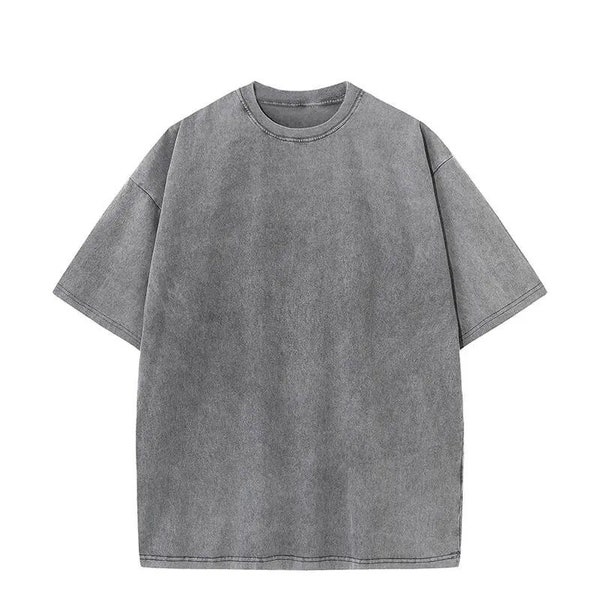 Vintage Acid Washed Oversized Drop Shoulder Heavyweight Streetwear Blank T-Shirt