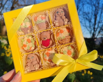 Zestaw luksusowych czekoladek belgijskich - prezent dla niej - dziękuję - Dzień Matki - niespodzianka - Wielkanoc - ręcznie robiony - personalizowany prezent - urodziny - miś - kwiaty - słodycze