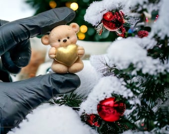 Pudełko ze smakołykami - Belgijski czekoladowy miś - Wyjątkowy prezent - Spersonalizowany prezent świąteczny - świąteczne figurki misia czekoladowego - skarpeta