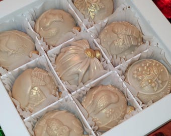 Świąteczne ozdoby czekoladowe - świąteczny zestaw prezentowy z czekoladą - wyjątkowy prezent świąteczny, sekretny Mikołaj - świąteczne smakołyki - świąteczne bańki mydlane