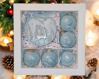 Świąteczne ozdoby czekoladowe - świąteczny zestaw prezentowy z czekoladą - wyjątkowy prezent świąteczny, sekretny Mikołaj - świąteczne smakołyki - świąteczne bańki mydlane