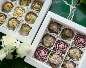 Luksusowy zestaw kwiatów z belgijskiej czekolady - prezent dla niej - podziękowanie - Dzień Matki - niespodzianka - Wielkanoc - ręcznie robiony - personalizowany prezent - urodziny - 16 czekoladek