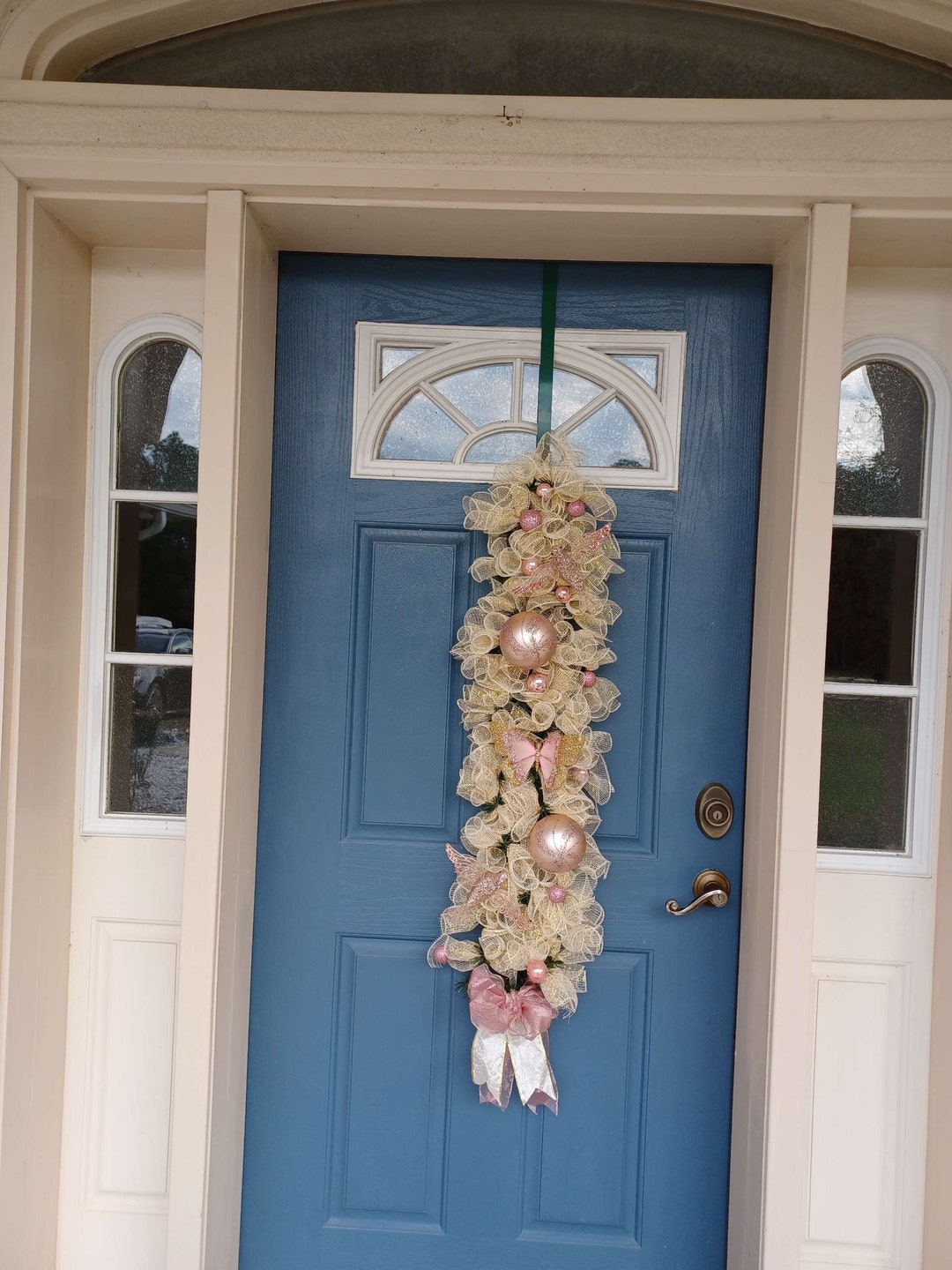 36 Champagne Deco Mesh Swag Wreath Etsy