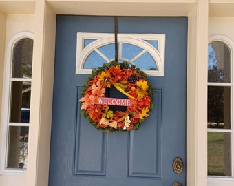 14" Welcome Fall Leaf Wreath