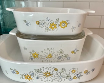 Vintage Floral Bouquet Corning Ware