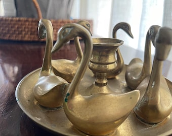 Brass swan candlestick holder
