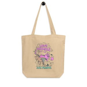 Love Animals, Eat Plants Eco Tote Bag