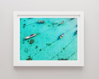 Koh Lipe Thailand Print: Long Tail Boats, Beach Photography