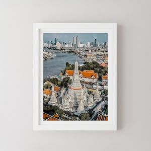 Bangkok Wat Arun Temple Print, Thailand Landscape Photography, Minimalist Wall Art, Travel Poster