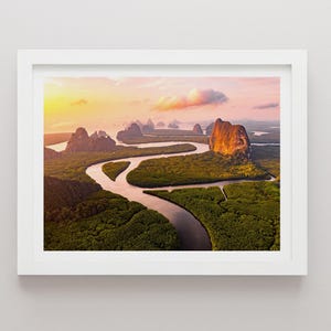 Phang Nga Bay Aerial Print, Thailand Landscape Photography, Minimalist Wall Art, Travel Poster