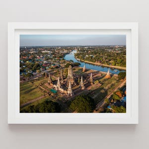 Ayutthaya Aerial Print, Thailand Landscape Photography, Minimalist Wall Art, Travel Poster