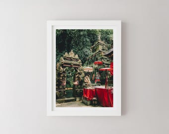 Bali Temple Print, Indonesia Landscape Photography, Minimalist Wall Art, Travel Poster