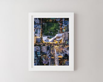 Bangkok City Centre Aerial Print, Thailand Landscape Photography, Minimalist Wall Art, Travel Poster