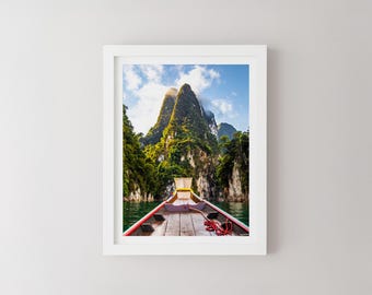 Khao Sok Cheow Lan Lake Print, Thailand Landscape Photography, Minimalist Wall Art, Travel Poster