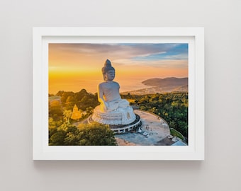Phuket Big Buddha Aerial Print, Thailand Landscape Photography, Minimalist Wall Art, Travel Poster