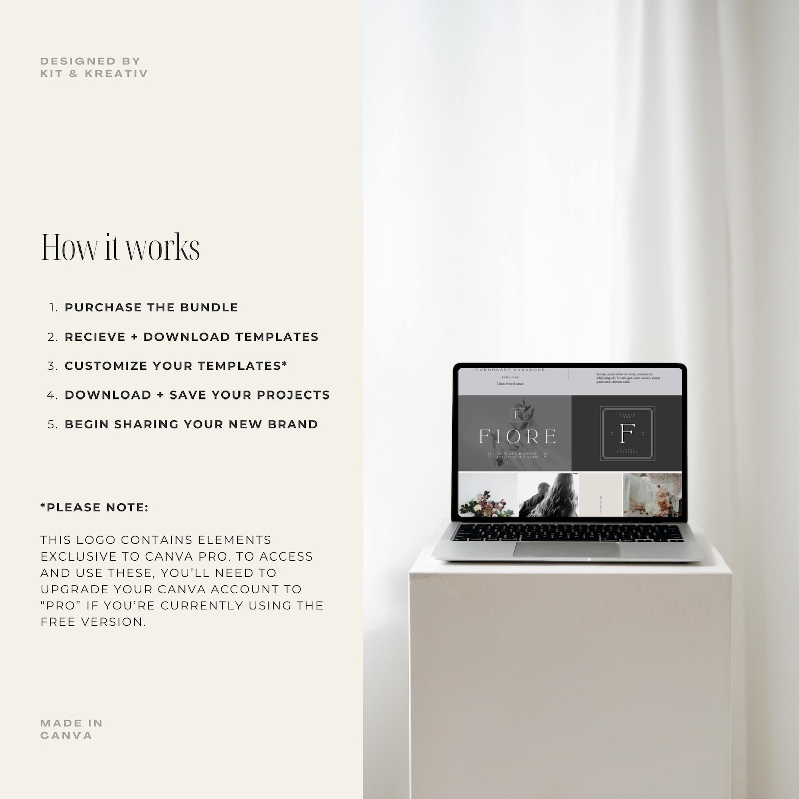 DIY Premade Logo and Brand Kit Bundle Modern Premade Logo Template ...