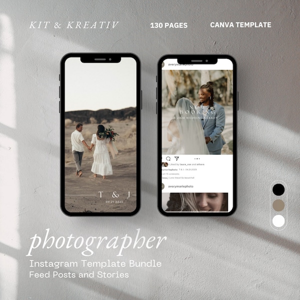Vienna | Photographer Instagram Template Bundle Modern Minimal Aesthetic Photographer Instagram Stories and Posts Templates Canva