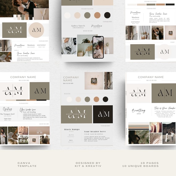 Brand Board Template Bundle for Brand Strategists Editable Canva Branding Kit Templates Mood Boards Logo Presentation Branding Guidelines