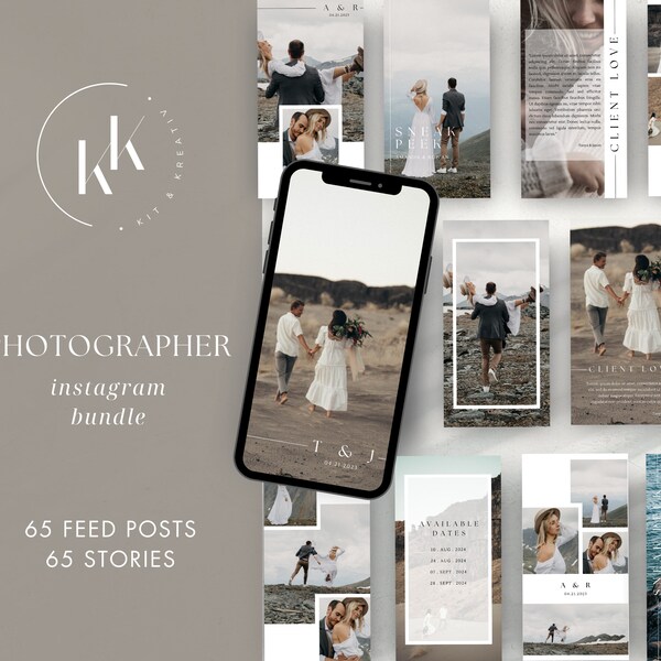 Photographer Instagram Template Bundle Modern Minimal Aesthetic Photographer Instagram Stories and Posts Templates