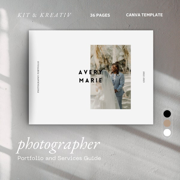 Avery | Photography Portfolio and Services Guide Template Minimal Aesthetic Photographer Portfolio Canva Photography EBook Template