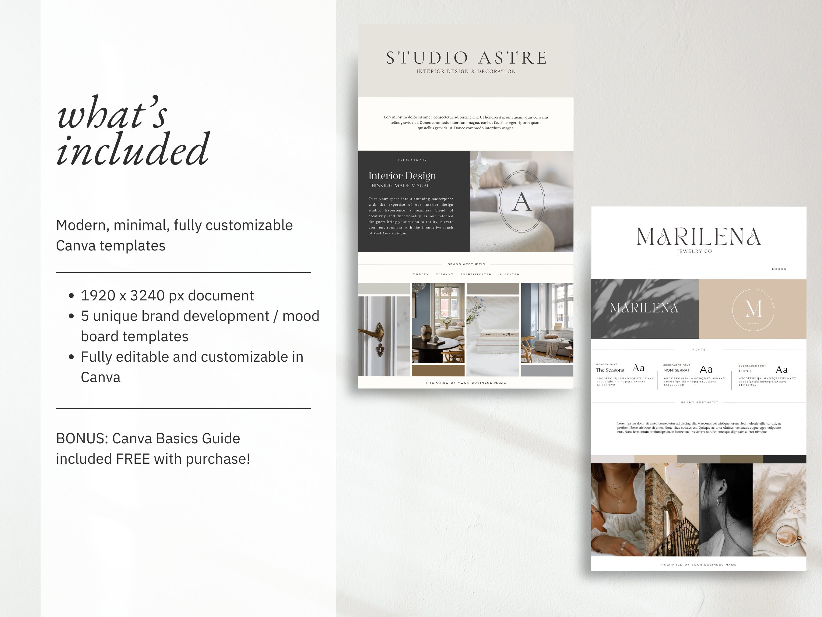 Brand Development Package Brand Board Template Bundle for Brand Strategists Editable Canva ...