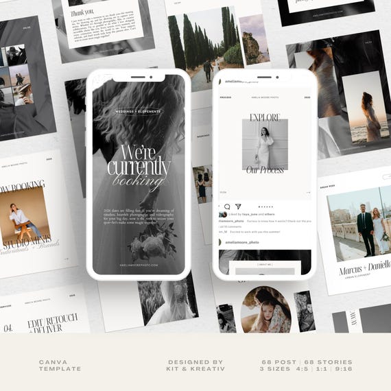 Photographer Instagram Template Bundle Minimal Photographer IG Story and Post Canva Templates Social Media Photography Business Marketing