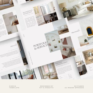 Interior Designer Portfolio Template Design Client Presentation Aesthetic Interior Design Canva Template Design Portfolio and Services Guide