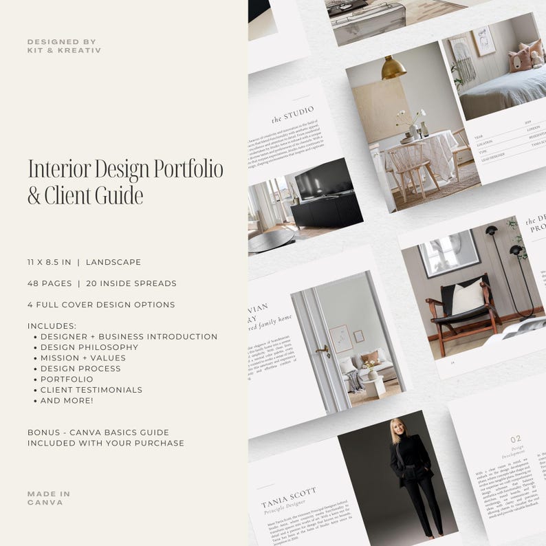 Interior Designer Portfolio Template: Client Services Guide (canva, 48 ...