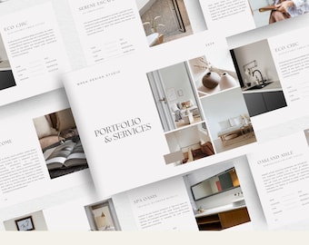 Interior Designer Portfolio Template Design Client Presentation Aesthetic Interior Design Canva Template Design Portfolio and Services Guide