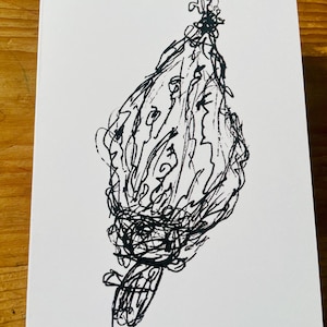 Mohnfrucht – botanische Kunstkarte in Schwarz-Weiß inkl. Kraftpapierumschlag