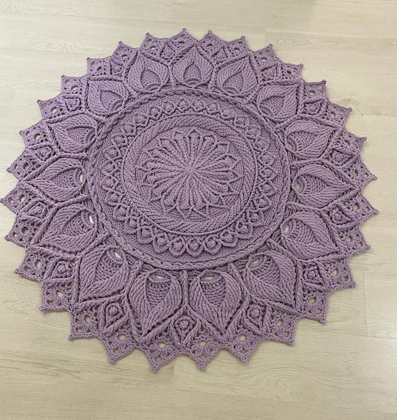 Girl’s Room Carpet Rug,Washable Cotton Rug,Lilac Carpet,Round Lilac,purple Knitted Rug,Round Area rug,Christmas gift,Children’s Room Rug,