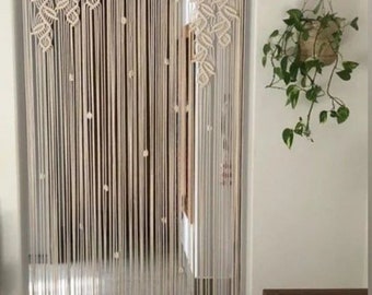 Makramee Raumteiler, Wohnzimmer Makramee Vorhang mit anpassbarer Größe, Boho Fenster und Türvorhang, Boho Wandbehang Türvorhang, Geschenk für Zuhause